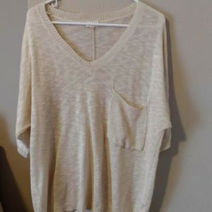 Cream oversized top with pocket